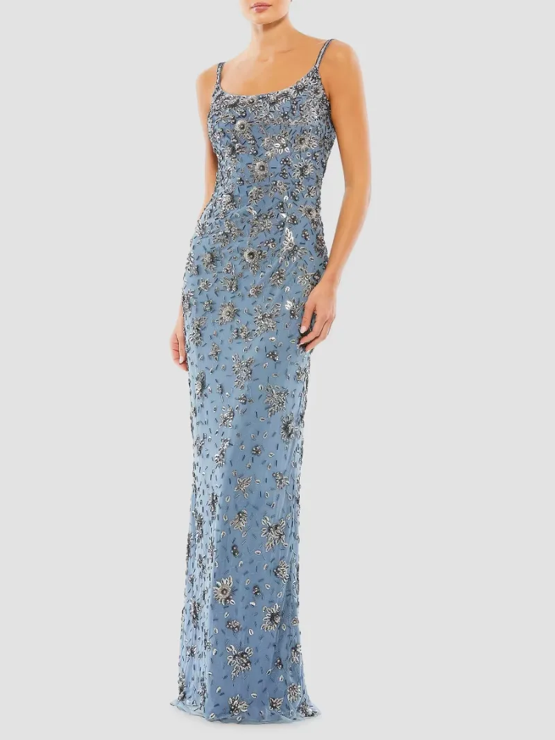 Mac Duggal Women's Embellished Scoopneck Gown - Slate Grey - Size 16