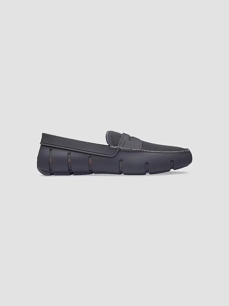 Men's Mesh & Rubber Penny Loafers - Charcoal - Size 7