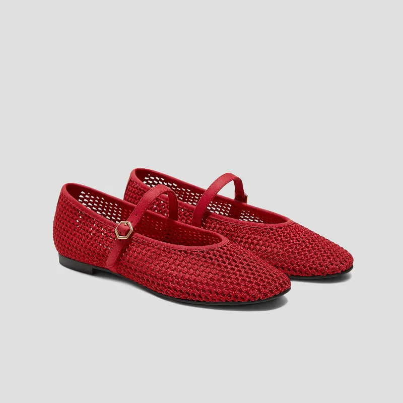 VIVAIA Almond-toe Mary Janes (Nelly)|RUBY RED MESH|5.5-6