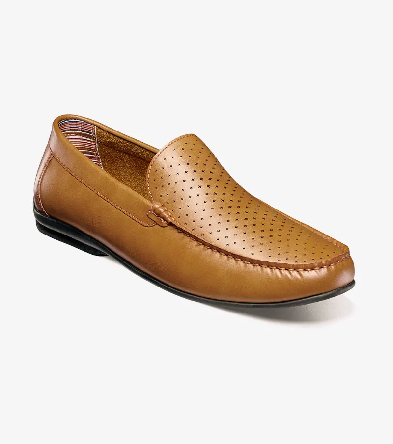 Stacy Adams Shoes Conroy Moc Toe Perf Slip On Tan Size 7