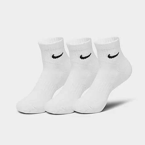 Nike Everyday Cushioned Training Ankle Socks (3-Pack) in White/Black Size: Small