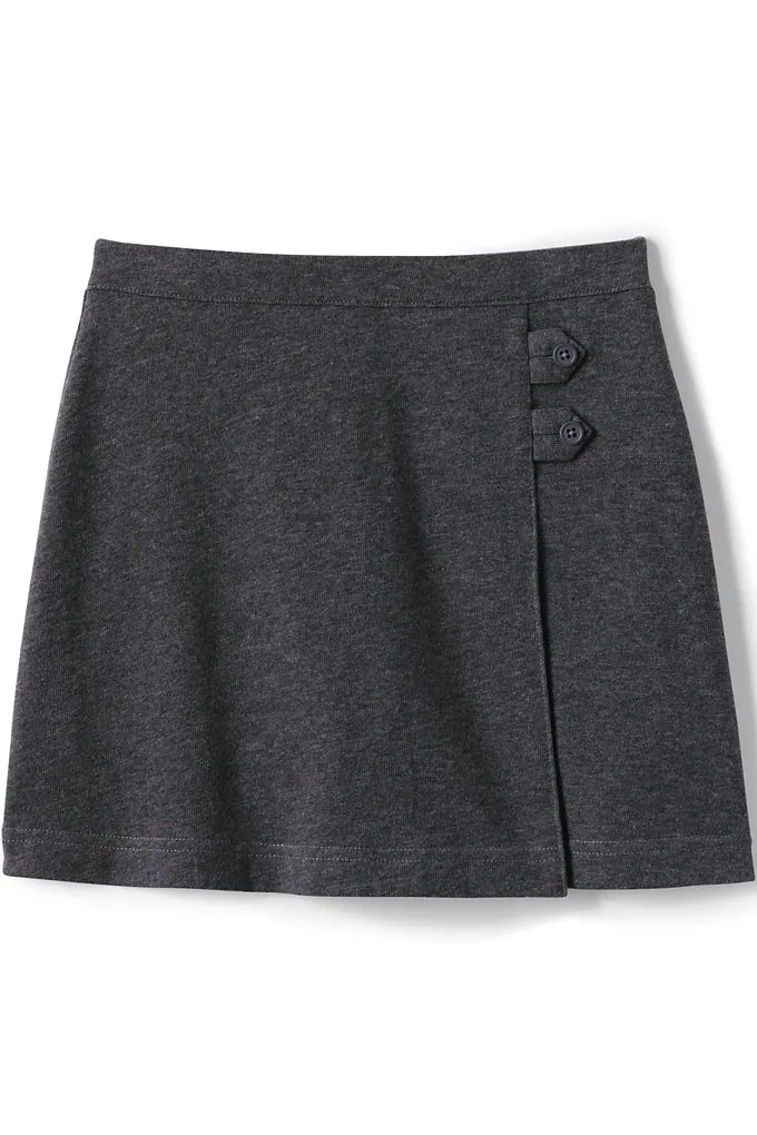 Girls Knit Skort Above the Knee - Lands' End - Gray - 14