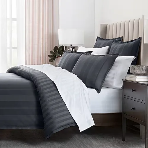 Fieldcrest Heritage Classic Stripe 3pc. 400tc Cotton Comforter Set, One Size, Gray