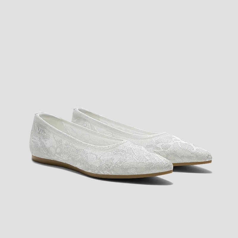 VIVAIA Pointed-Toe Lace Reborn™ Flats (Aria 5°)|WHITE LACE EMBROIDERY|US 6