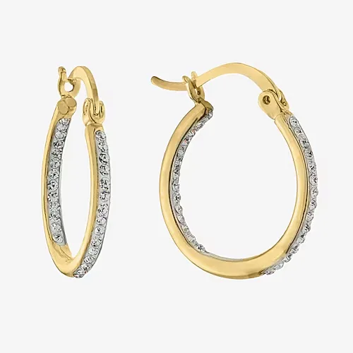Sparkle Allure Womens Crystal 24K Gold Over Brass 20mm Hoop Earrings, One Size
