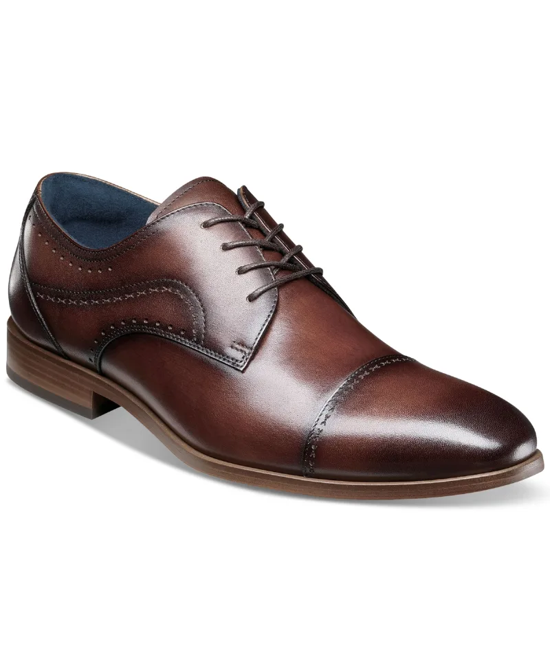 Stacy Adams Men's Bryant Lace-Up Cap-Toe Oxford Dress Shoes - Brown