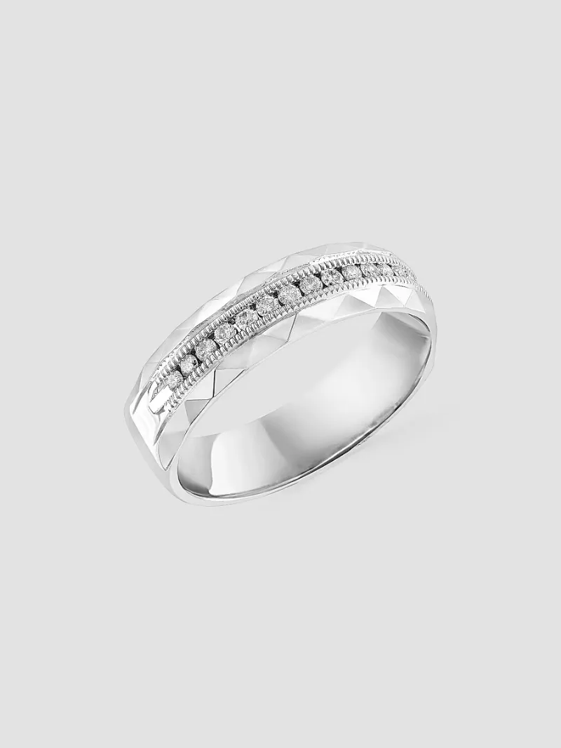 Saks Fifth Avenue Collection Men's COLLECTION 14K White Gold & 0.24 TCW Diamond Ring - Silver - Size 10