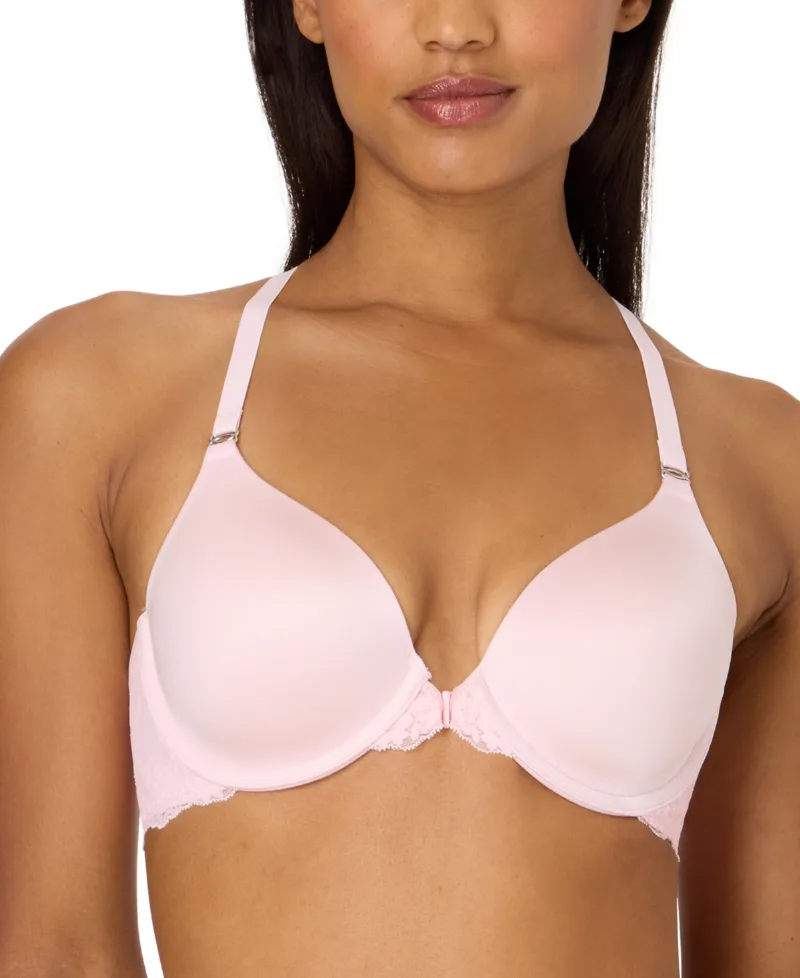 Maidenform One Fab Fit Lace T-Back Shaping Underwire Front Close Bra 7112 - Ballerina Slipper