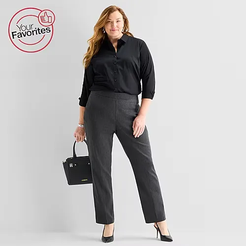 Liz Claiborne Lisa Womens Straight Pull-On Pant, 22w, Gray