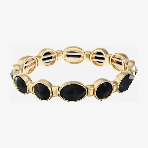 Monet Jewelry Gold Tone Womens Black Stretch Bracelet, One Size, Black