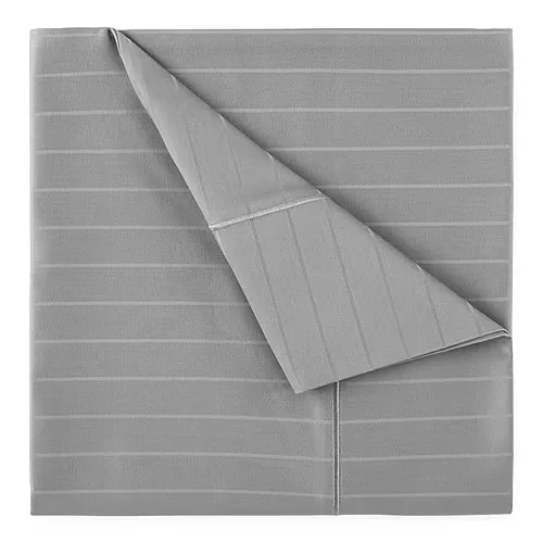 Liz Claiborne 600TC Cotton Sateen Dobby Stripe Wrinkle Free Sheet Set, One Size, Gray