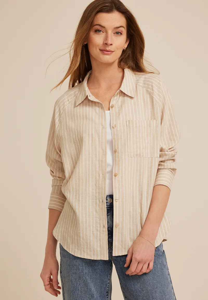 Maurices Women's Striped Button Down Shirt