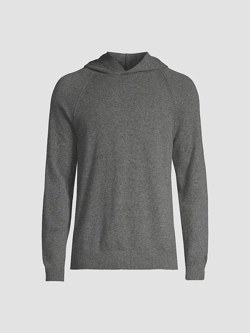 Vince Men's Wool & Cashmere Hooded Sweater - Medium Grey - Size Large