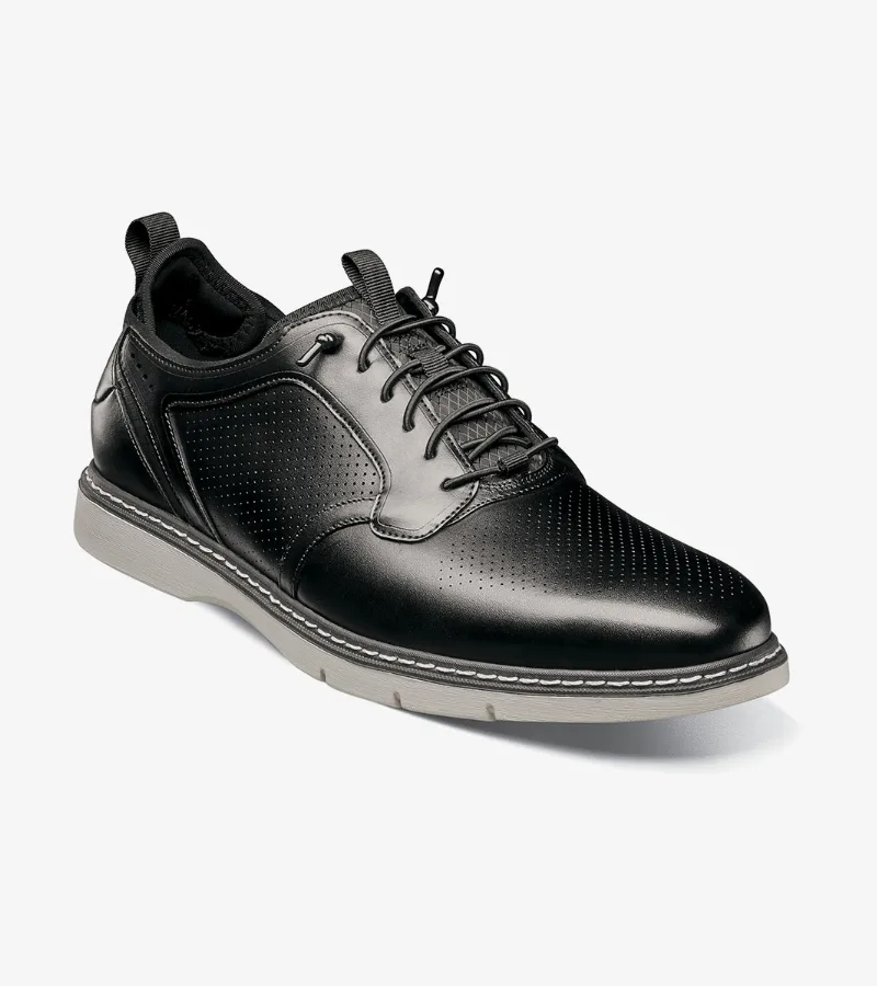 Stacy Adams Shoes Sync Plain Toe Elastic Lace Up Black Size 8