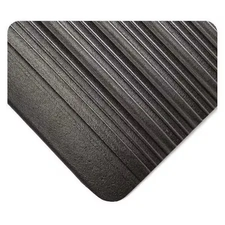 Antifatigue Mat, 18 ft. L x 3 ft. W, 3/8" Thickness, Ribbed, Gray