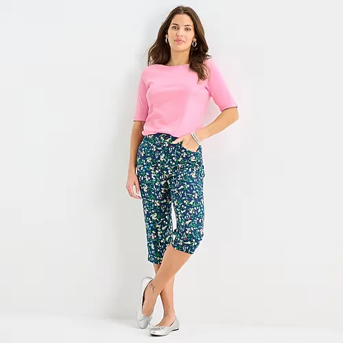St. John's Bay Womens Secretly Slender Mid Rise Capri Pant, 18, Blue