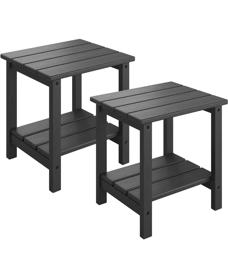 gaomon Adirondack Outdoor Side Table Patio Side Tables for Outside, All-Weather End Table for Patio Pool Deck Indoor Backyard - Black