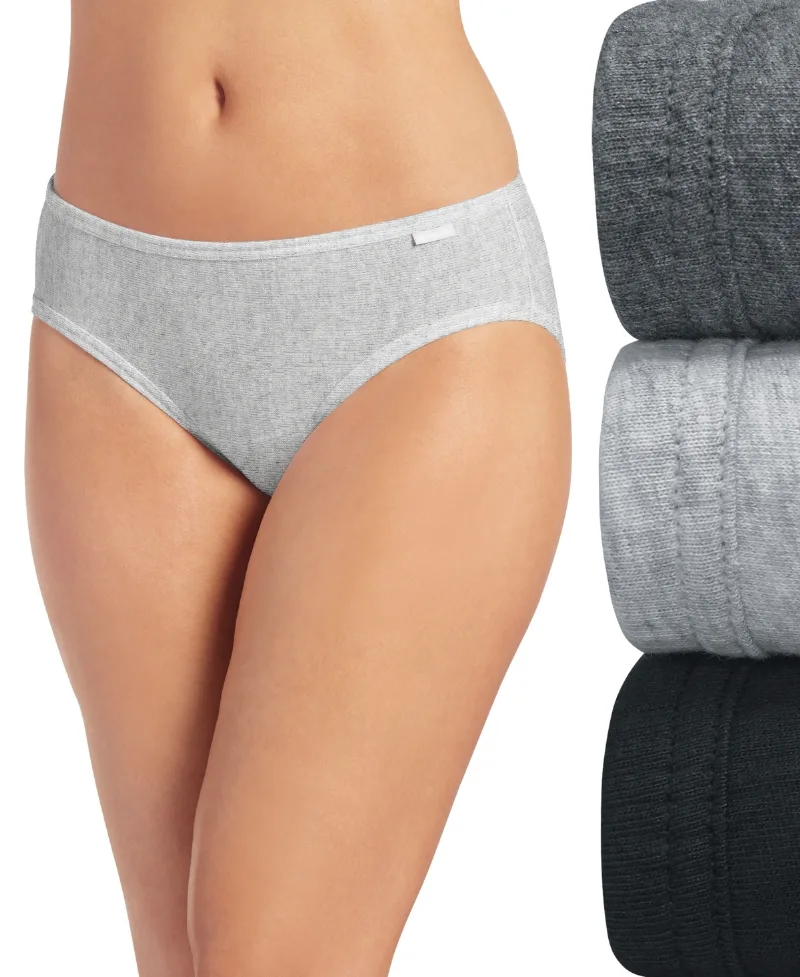 Jockey Elance Bikini Underwear 3 Pack 1489 - Grey Heather/Charcoal Grey Heather/Black