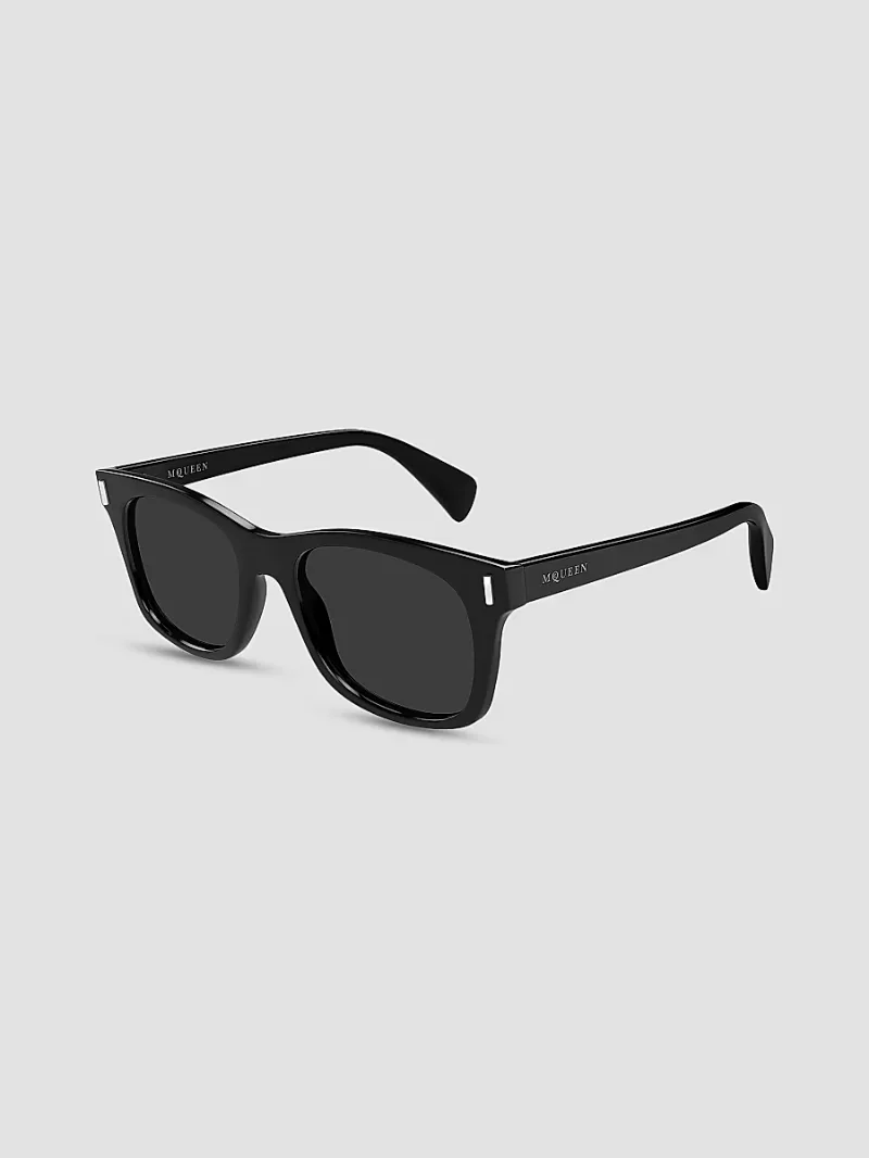 McQueen Men's T-Bar Rivet 52MM Square Sunglasses - Black