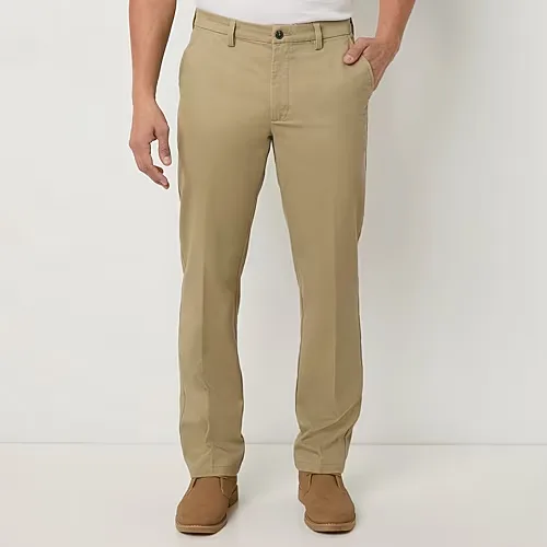 St. John's Bay Universal Wrinkle Free Easy Care Mens Classic Fit Flat Front Pant, 32 34, Brown