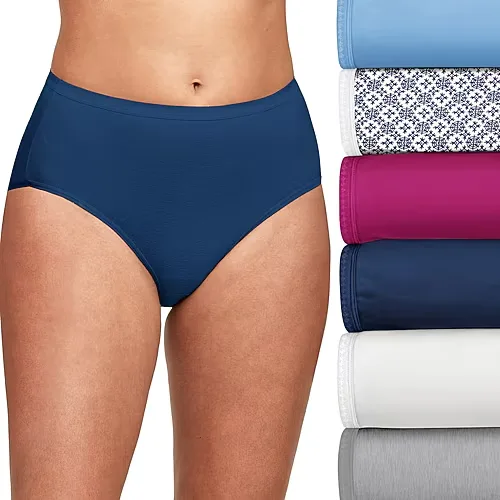 Hanes Ultimate 6-Pack Breathable Cotton Brief Underwear 40H6CC, 8, Blue