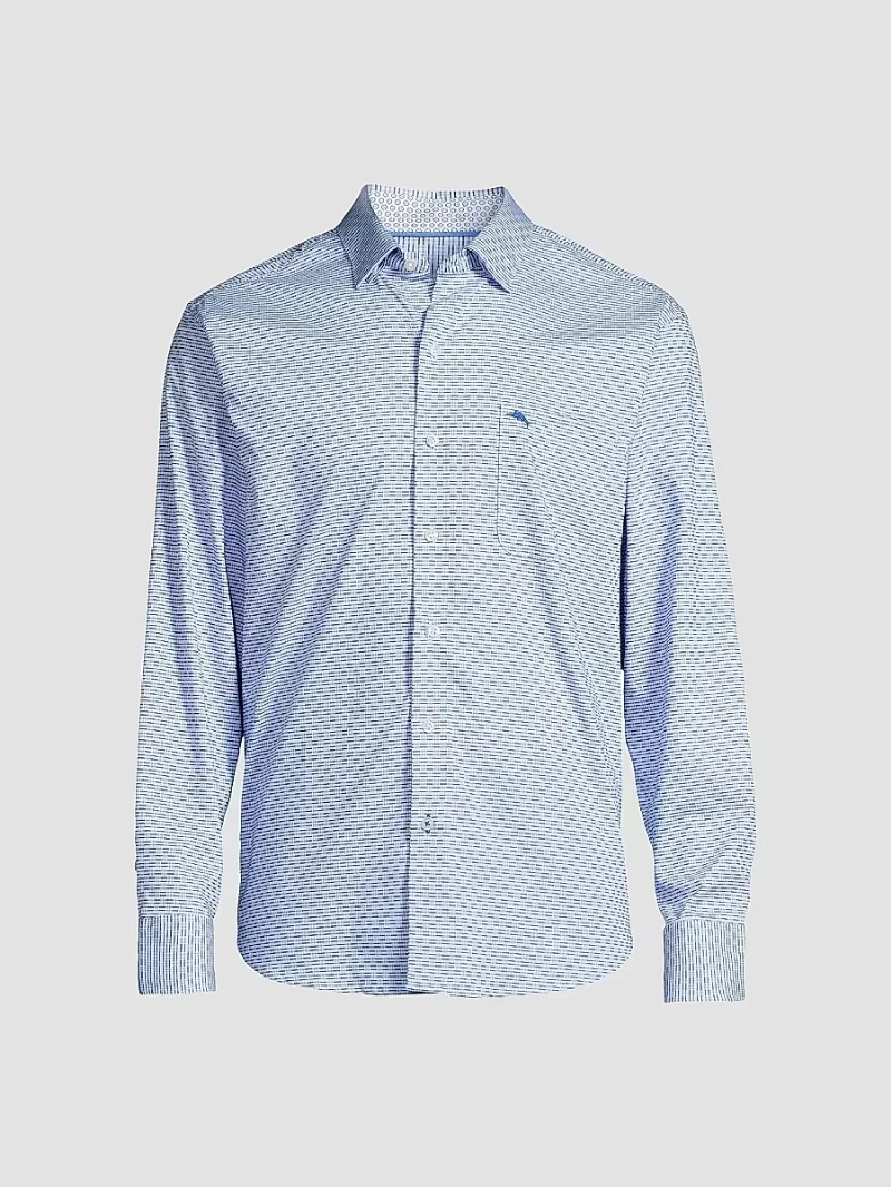 Tommy Bahama Men's Sarasota Stretch Ventura Isles Shirt - Blue - Size Small