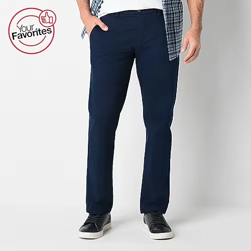 St. John's Bay Stretch Chino Mens Straight Fit Flat Front Pant, 32 30, Blue