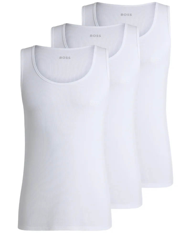 Boss by Hugo Boss Men's 3-Pack Classic Ribbed Tank Tops - White