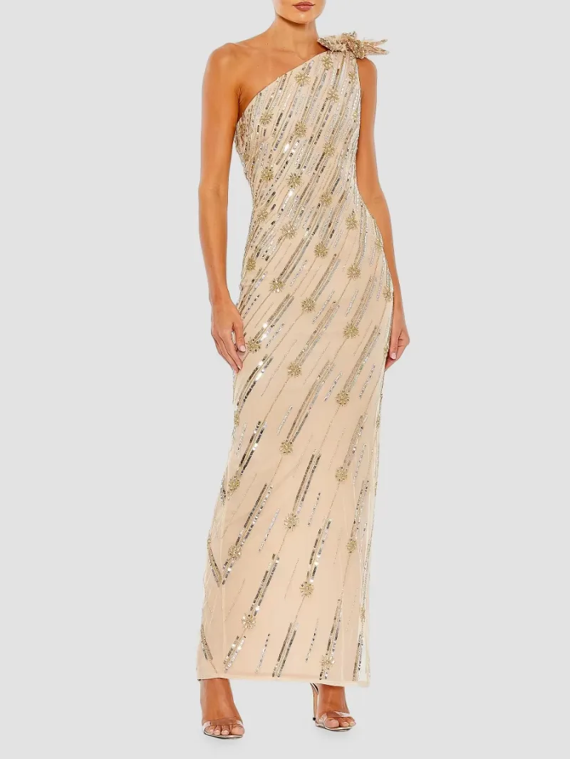 Mac Duggal Women's Embellished One-Shoulder Column Gown - Gold - Size 6