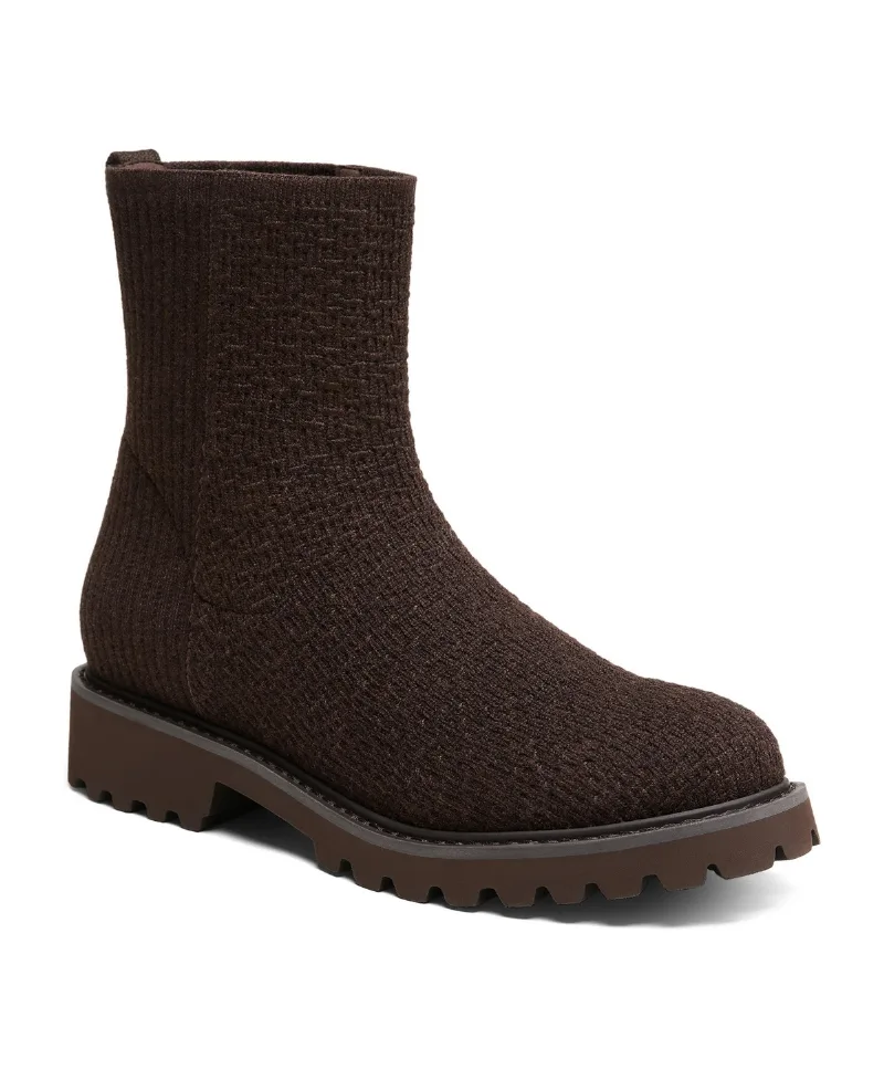 Vivaia Women's Freja Slip-On Round-Toe Wool-Blend Ankle Boots - Cocoa brown