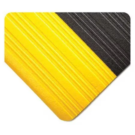 Antifatigue Mat, 13 ft. L x 2 ft. W, 3/8" Thickness, Ribbed, Black/Yellow