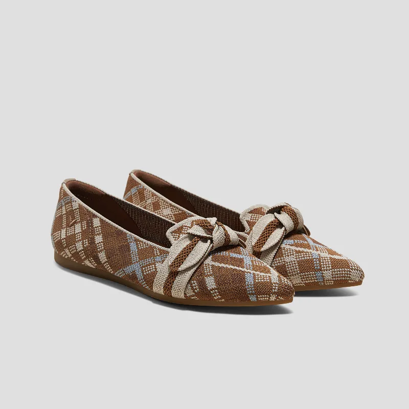 VIVAIA Pointed-Toe Bow Loafers (Michelle 2.0)|CARAMEL MOSAIC|7-7.5