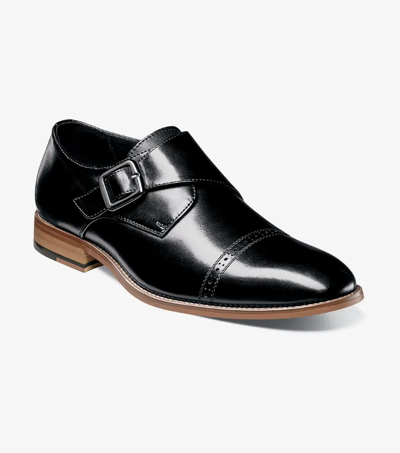 Stacy Adams Shoes Desmond Cap Toe Monk Strap Black Size 8