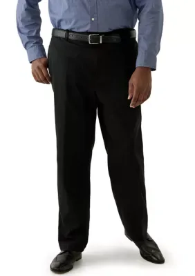 Savane Men's Big & Tall Straight Leg Flat Front Pants, Black, 46 x 30