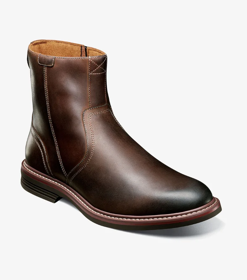 Florsheim Shoes Norwalk Plain Toe Side Zip Boot Brown CH Size 8