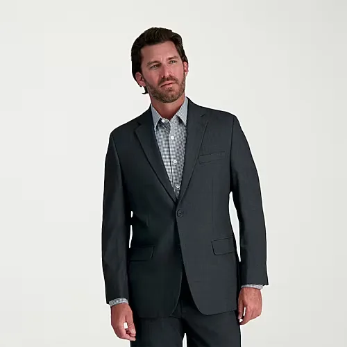 Haggar JMH Premium Mens Stretch Fabric Classic Fit Suit Jacket, 44 Long, Gray