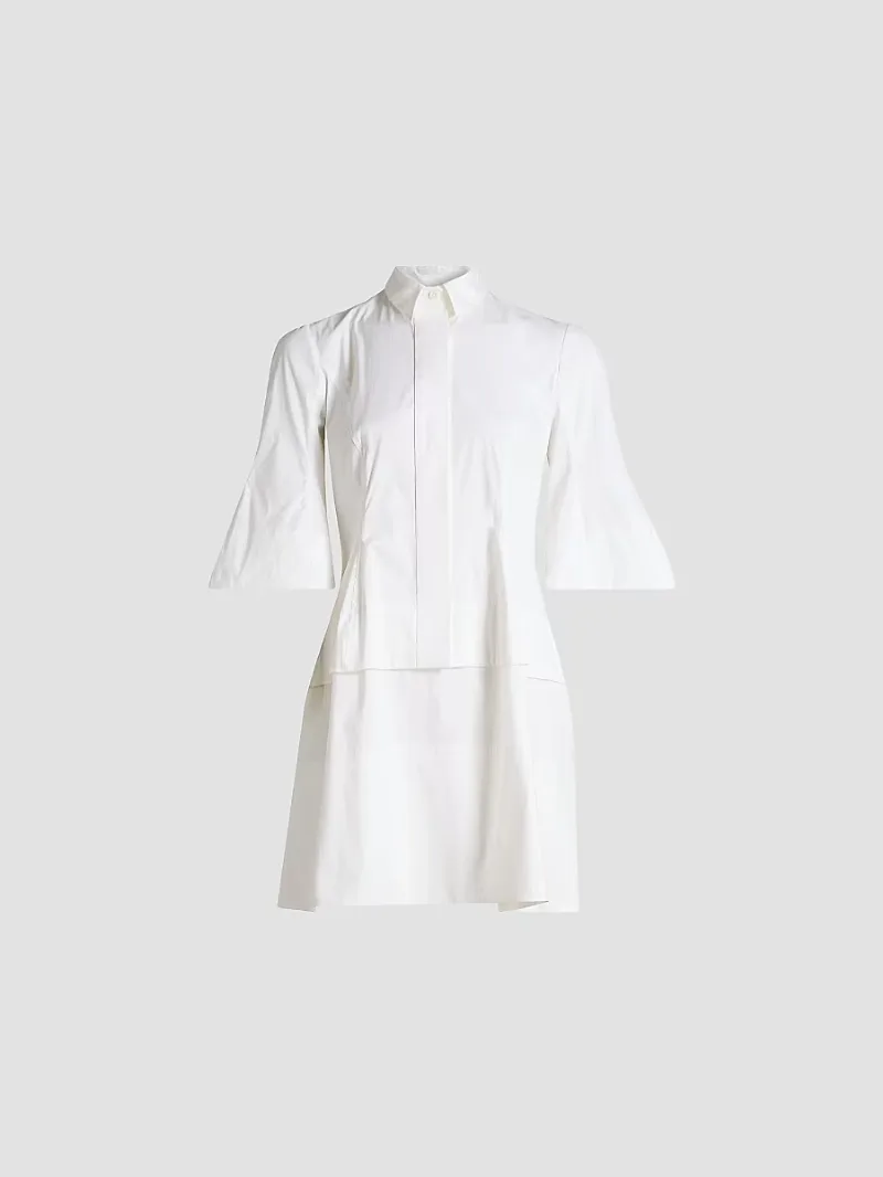 Lela Rose Women's Poplin Flare-Sleeve Shirtdress - White - Size 10
