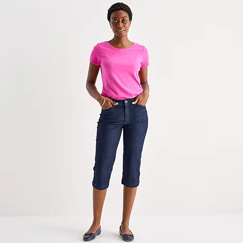 St. John's Bay Womens Secretly Slender Mid Rise Capri Pant, 8, Blue