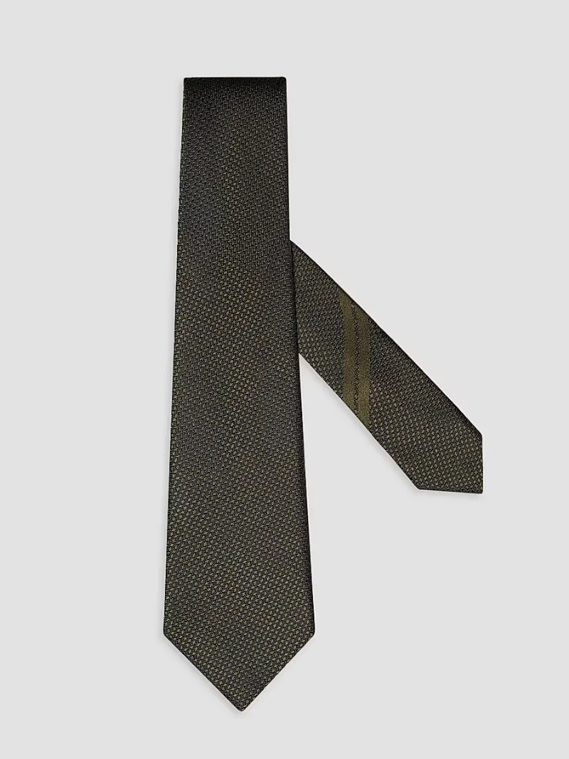 ZEGNA Men's Silk Tie - Dark Olive Green