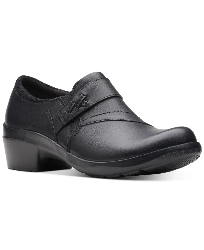 Clarks Women's Angie Pearl Slip-On Shoes - Black Leather