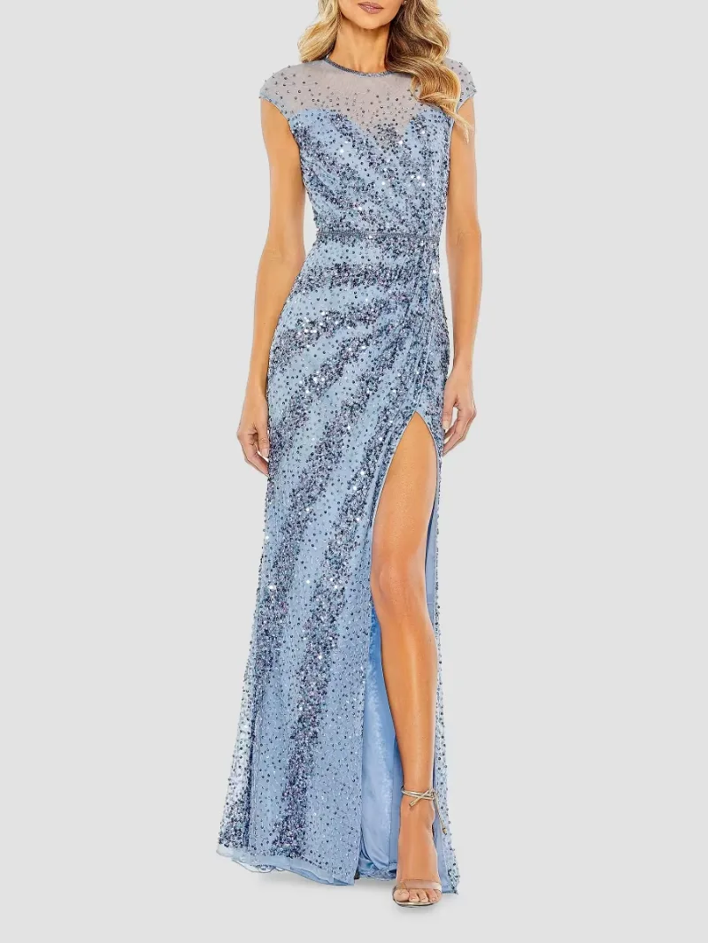 Mac Duggal Women's Sleeveless Beaded & Sequined Gown - French Blue - Size 16