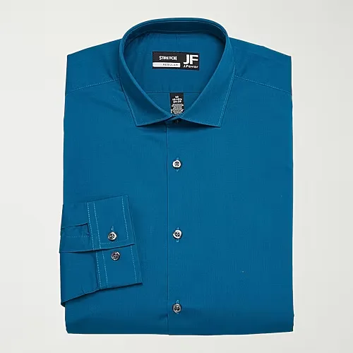 J. Ferrar Ultra Comfort Mens Slim Fit Easy Care Stretch Fabric Long Sleeve Dress Shirt, 17-17.5 32-33, Green