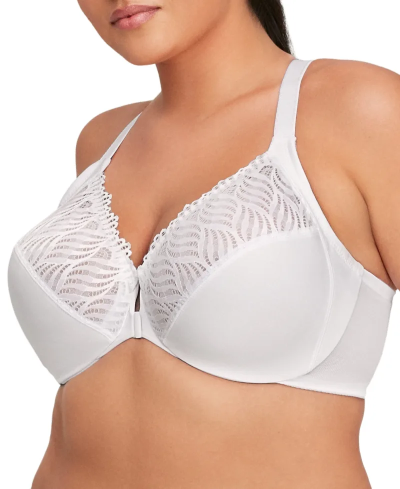 Glamorise Women's Plus Size Wonder Wire Front Close T-Back Bra 1246 - White