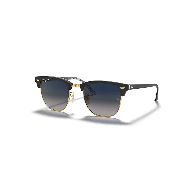 Ray-Ban Clubmaster @collection Sunglasses Black Frame Blue Lenses Polarized 49-21