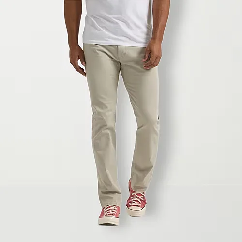 Lee Mens Extreme Motion Slim Fit Straight Leg Jeans, 34 34, Beige