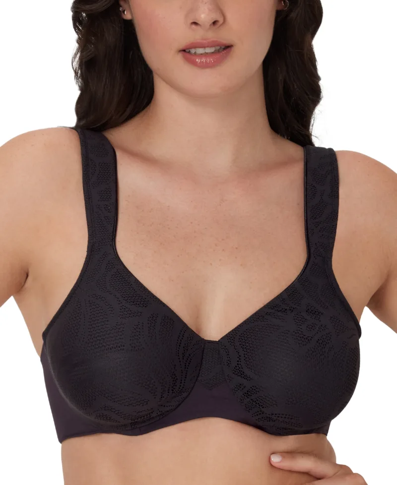 Bali Women's Coolest Smoothing Underwire Minimizer Bra DF4584 - Black Lace