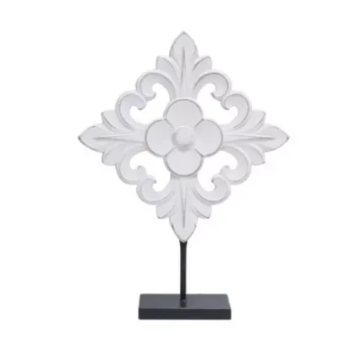 Elements 19-in Wood and Metal Tabletop Decor in White