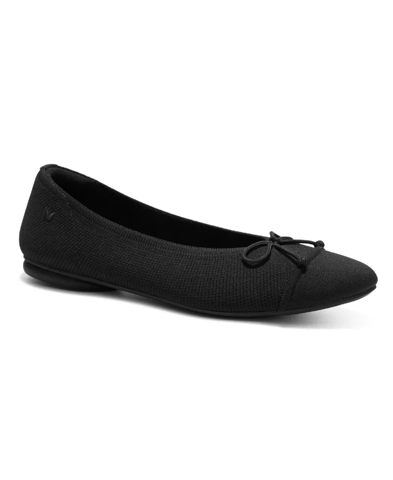 Vivaia Women's Tiana Almond-Toe Bow Flats - Black
