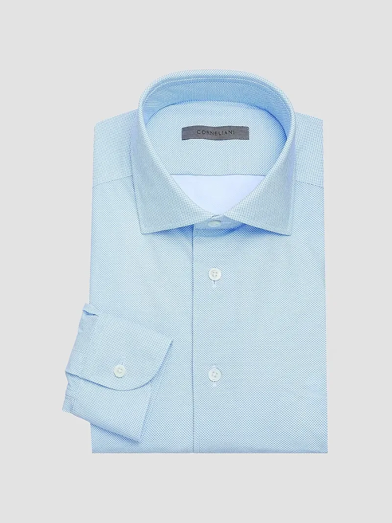 Men's Performance Stretch-Nylon Shirt - Light Blue Micro - Size 17