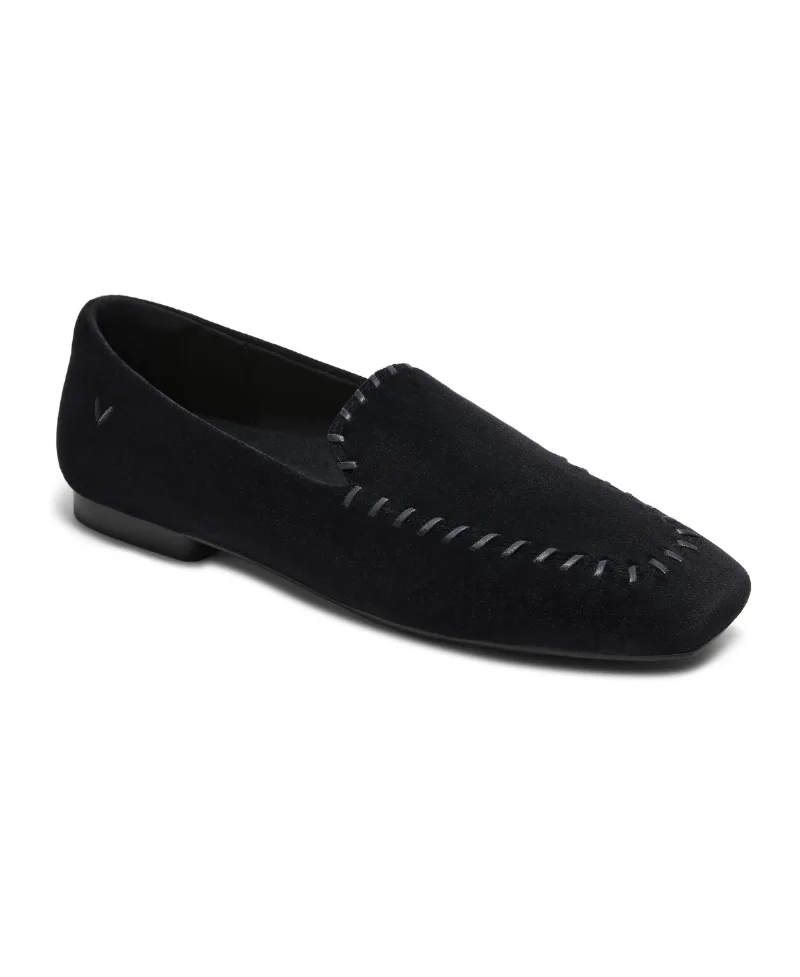 Vivaia Siena Velvet Square-Toe Block-Heel Loafers - Black